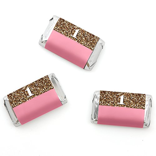 1st Birthday Girl - Fun to be One - Mini Candy Bar Wrappers Party Favors - 20 Count