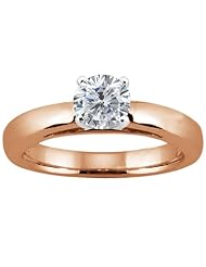 0.50 Ct Round H/I I1 Diamond 18K Rose Gold Solitaire Ring