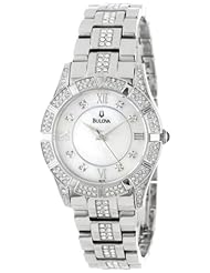 Bulova Womens 96L116 Stainless Steel and Mother-of-Pearl Swarovski Crystal-Accented Watch