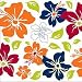 Tropical Flower Square - 5 Large Wall Accents / Stickers Decor