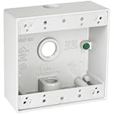 Hubbell DB350WH 4-1/2-Inch X 4-1/2-Inch Gang 2-Inch Deep Weatherproof Box, 1/2-Inch Outlets, White