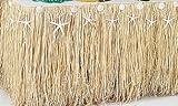 Luau Table Skirt - Real Raffia Grass with Real Seashells and Starfish