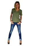 Indie Boho Tunic Embroidered Casual Career Top , Green