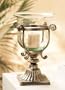 Iron & Glass Hurricane Candleholder Pedestal Base Antique Bronze Finish