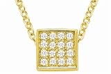 14K Yellow Gold Square-Shaped Pendant, Enhanced With Pave Set Diamonds, Sliding On A 16'' Cable-Chain. ( 0.20 c.t.t.w, GH, SI )