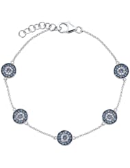Victoria Kay 1/4ct White Diamond and Blue Sapphire Evil Eye Bracelet in Sterling Silver (J-K, I2-I3)