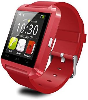ANDROSET Bluetooth Smart Watch Touch Screen with Mic for iPhone and Android, Samsung S4 S5 Note 2 Note 3 HTC (RED)