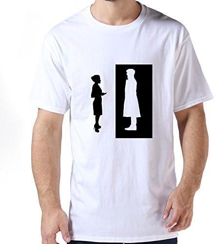 StaBe Man's Ying Yang Couple T-Shirt 100% Cotton Humor M White