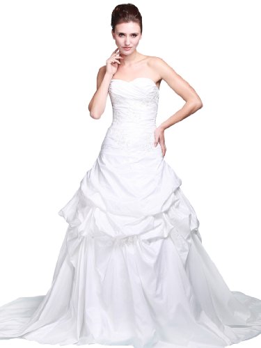 Topwedding Strapless Sweetheart Princess Wedding Dress with Pick Up Chapel Train