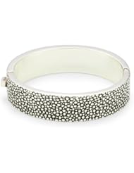 Zina Sterling Silver Medium Hinged Bangle Bracelet with Stingray Texture