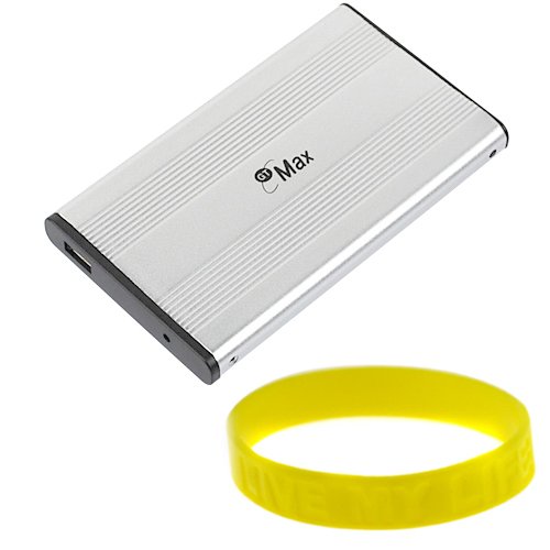GTMax USB External Portable 2.5 Inchs 2.5-inch ATA IDE Hard Disk Drive HDD Enclosure Box Case Laptop with FREE Wristband