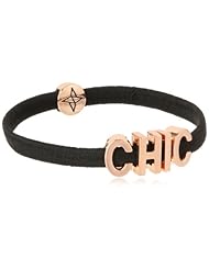BCBGeneration Black and Rose Gold Chic Stretch Mini Affirmation Bracelet, 8"