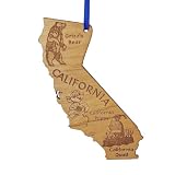 Advent Ornaments State Souvenir CALIFORNIA, Laser Cut and Engraved Wood Christmas Tree Ornament