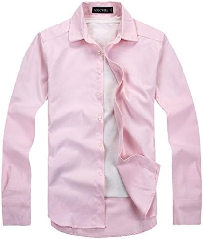 Qiuse Men's Button Through Casual Oxford Shirt X-Small Pink