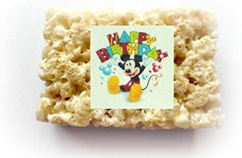 MICKEY MOUSE HAPPY BIRTHDAY Rice Krispies Treats 12 count Dozen Edible Image Birthday Party Favors Desserts Gifts Supplies