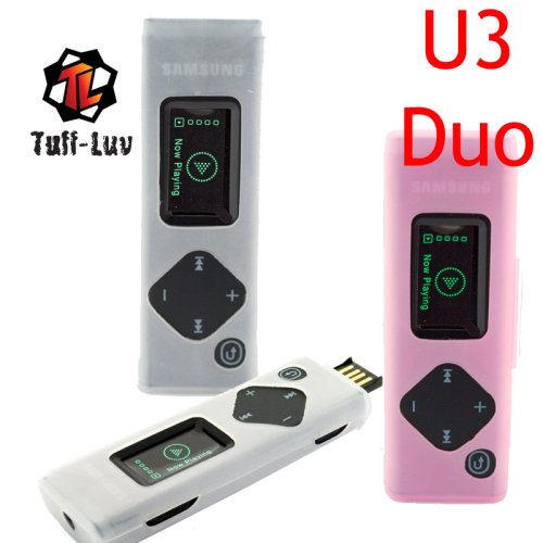 i-nique Tuff-Luv 2 x Silicone skin cover case Duo Pack for Samsung YEPP YP-U3 (PINK & WHITE)