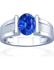 Platinum Oval Cut Blue Sapphire Womens Astrological Ring
