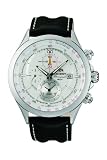 Orient Men's CTD0T004W 50m Alarm Chronograph (minute and 1/5 Second) with Date, Small Second Hand Black Leather White Watch