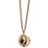 1928 Rose-tone Floral Decal 2/Photo Locket 16 Inch with Extension Necklace