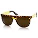 Retro Fashion Metal Arm Flat Top Horn Rimmed Sunglasses (Tortoise)