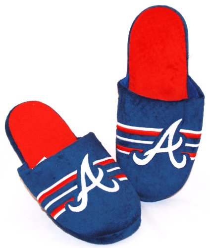 Atlanta Braves 2011 MLB Team Logo Stripe Slide Slippers House Shoes - Extra Large