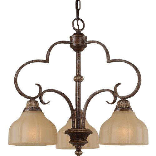 Royce Lighting RC5129ES3-11+82 Kensington Collection Three Light Energy Star Chandelier, Burnish Bronze and Gilded Imperial Silver Finish with Amber Snow Scavo Glass