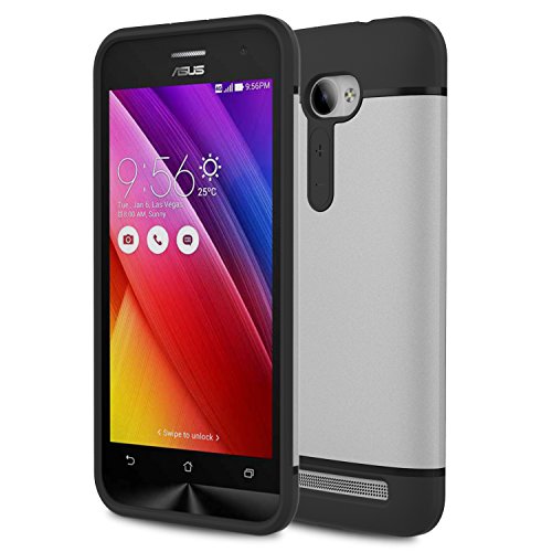 MoKo ASUS ZenFone 2E / ZenFone 2 5.0 Case - [Scratch Resistant] Hybrid Armor Series Dual Layer Protection - Bumper Case for ASUS ZenFone 2 5.0 Inch / ZenFone 2 e / ZE500CL 2015 Release, SILVER