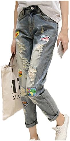 Simplechic Women's Casual Hole Destroyed Jeans Pants Patched Jean