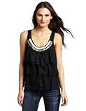 Democracy Women's Tiered Ruffle Tank with Neck Applique Democracy Women's Tiered Ruffle Tank with Neck Applique