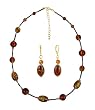 Necklace - Earrings Set - N320 - Murano & Glass Beads + Matching Earrings ~ Brown and Gold