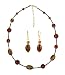 Necklace - Earrings Set - N320 - Murano & Glass Beads + Matching Earrings ~ Brown and Gold