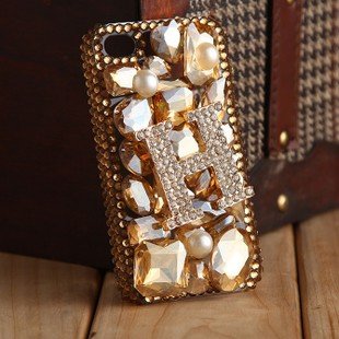 ☆3Dデコ盛り♪♪キラキラ♪ラインストーンケース/iphone5/アイフォン5/専用ケースカバー/GOLD-MIX③