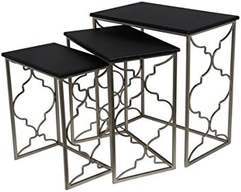 Privilege Contemporary Black Iron Nesting Tables (Set of 3)