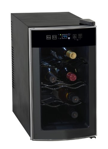 AVANTI 8 BOTTLE THERMOELECTRIC WINE COOLER - BLACK CABINET W/STAINLESS STEEL FRONT FINISH AND GLASS DOOR AVANTI 8 BOTTLE THERMOELECTRIC WINE COOLER - BLACK CABINET W/STAINLESS STEEL FRONT FINISH AND GLASS DOOR