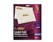Avery Foil Mailing Labels, 3/4 x 2-1/4, Gold, 300/Pack, PK - AVE8987