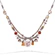 Ayala Bar Fabric and Beads Necklace - The Hip Collection - in Sunset, Sand, Soft White and Silver Tones #9252 ANK ONK
