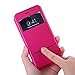 Nouske iPhone 6/6S Smart Touch Case S-View Window Flip Cover/Magnetic Closure/Stand/TPU bumper/360 protection, Hot Pink