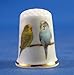 Porcelain China Collectable Thimble - Pair of Budgies -- Free Gift Box