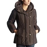 Larry Levine Women's Short Down Coat,Cocoa,Large