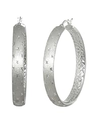 Sterling Silver 45mm Diamond Cut Hoop Earrings