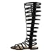 Womens Knee High Roman Gladiator Sandals Ladies Cut Out Flat Boots Summer Casual Strappy Zipper Retro Fashion Thong Sandal