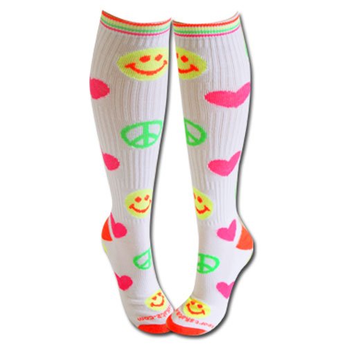 Sports Katz Peace, Love, Smile Neon Socks