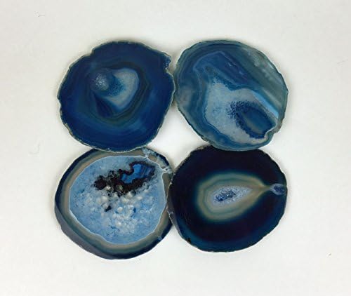 Agate Coasters - Large Blue Brazilian Agate Coasters - Set of 4 - CT1126