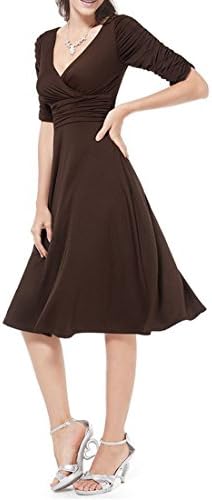 Miss Hollywood Wrap V-neck Ruffled Half Sleeves Casual Cocktail Party Dress