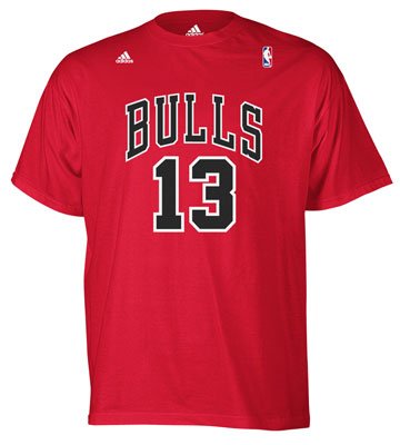 Chicago Bulls Toddler #13 Joakim Noah Flat Print Name and Number T-Shirt - Red