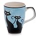 Hues&Brews Cattitude 12-Ounce Mugs, Set of 4, Blue