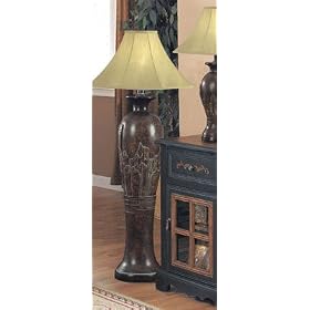 Antique Bronze Floor Lamp With Buildings Design