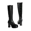 *GOTHIKA-202, 3 3/4" Blk Pu Chain Corset Back Knee Boot