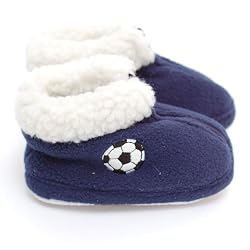 Easy Infant Toddler Boys Slippers Navy Soccer Zipper Booties Boy 3-6