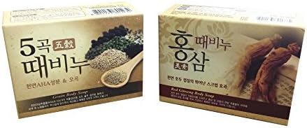 Exfoliating Five Grains Bath Soap(130g) &amp; Red Ginseng Bath Soap Set(2pc)